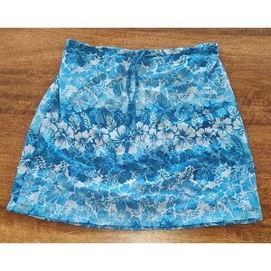 Peppermint Bay floral swim skirt/sarong-style cover-up blue/white tropical hibis